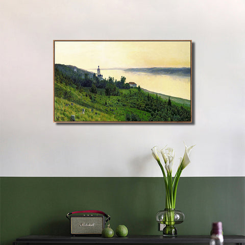 INVIN ART Framed Canvas Giclee Print Series#7 by Isaac Levitan Wall Art Living Room Home Office Decorations