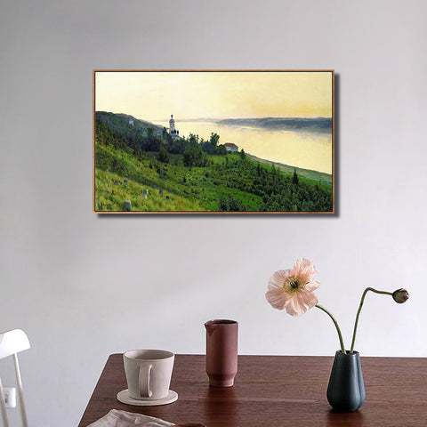 INVIN ART Framed Canvas Giclee Print Series#7 by Isaac Levitan Wall Art Living Room Home Office Decorations