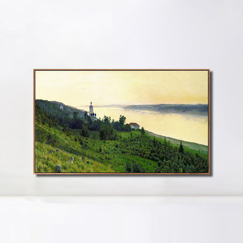 INVIN ART Framed Canvas Giclee Print Series#7 by Isaac Levitan Wall Art Living Room Home Office Decorations