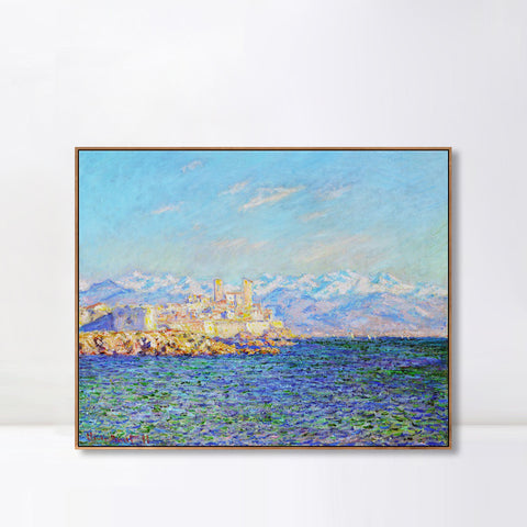 INVIN ART 100% Hand Painted Framed Canvas Antibes, Afternoon Effect (1888) by Claude Monet,Famous Oil Paintings Reproduction Modern Artwork Wall Art