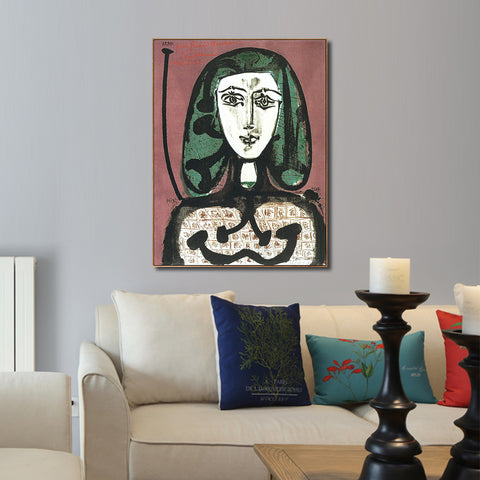 INVIN ART Framed Canvas Giclee Print Art 1949 Femme aux cheveux verts Il by Pablo Picasso Wall Art Living Room Home Office Decorations