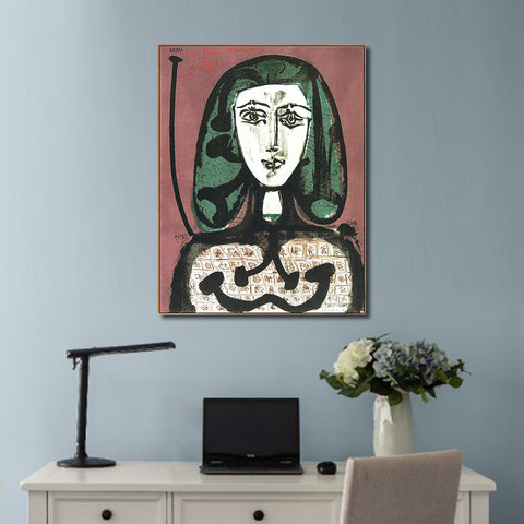 INVIN ART Framed Canvas Giclee Print Art 1949 Femme aux cheveux verts Il by Pablo Picasso Wall Art Living Room Home Office Decorations
