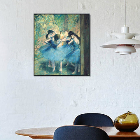 INVIN ART Framed Canvas Giclee Print Art Dancers in Blue,1895 by Edgar Degas Wall Art Living Room Home Office Decorations