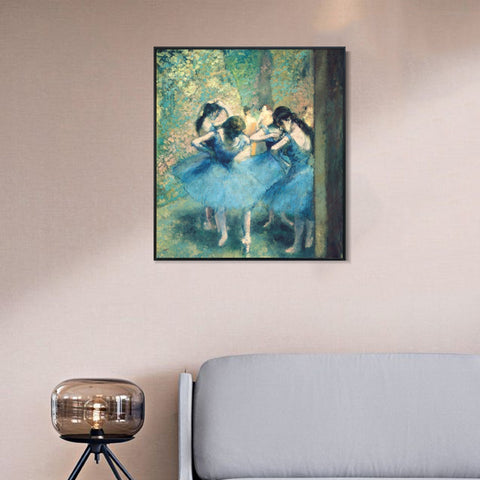 INVIN ART Framed Canvas Giclee Print Art Dancers in Blue,1895 by Edgar Degas Wall Art Living Room Home Office Decorations