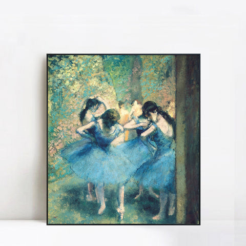 INVIN ART Framed Canvas Giclee Print Art Dancers in Blue,1895 by Edgar Degas Wall Art Living Room Home Office Decorations