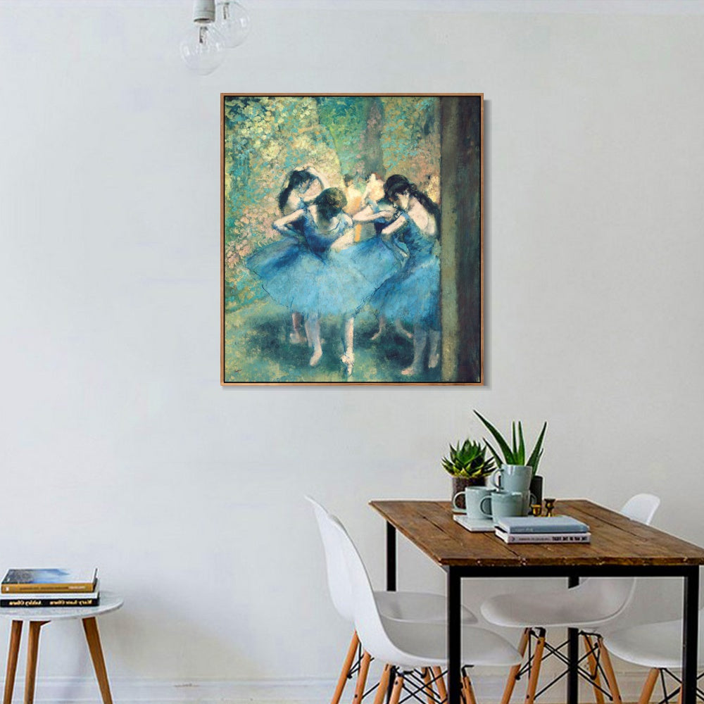 INVIN ART Framed Canvas Giclee Print Art Dancers in Blue,1895 by Edgar Degas Wall Art
