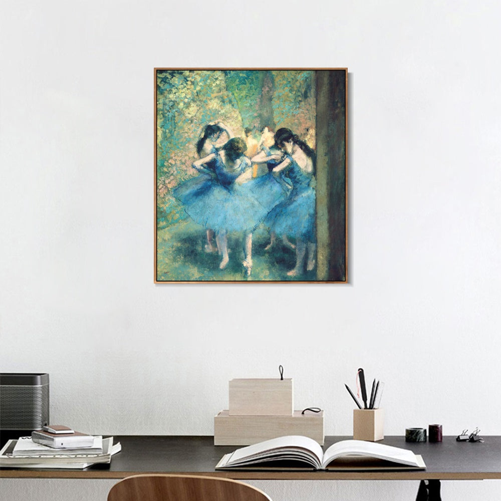 INVIN ART Framed Canvas Giclee Print Art Dancers in Blue,1895 by Edgar Degas Wall Art