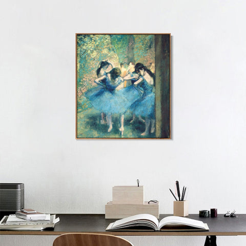 INVIN ART Framed Canvas Giclee Print Art Dancers in Blue,1895 by Edgar Degas Wall Art Living Room Home Office Decorations