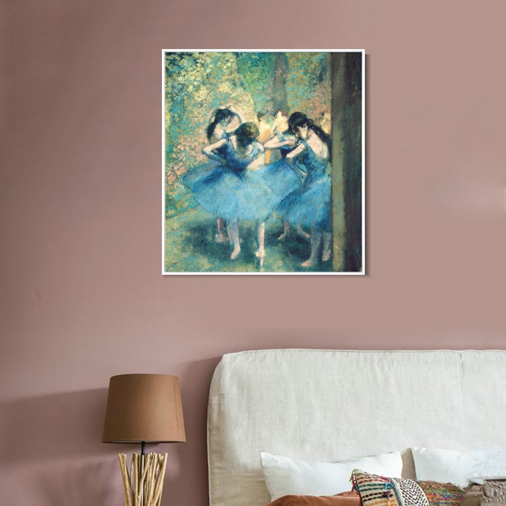 INVIN ART Framed Canvas Giclee Print Art Dancers in Blue,1895 by Edgar Degas Wall Art
