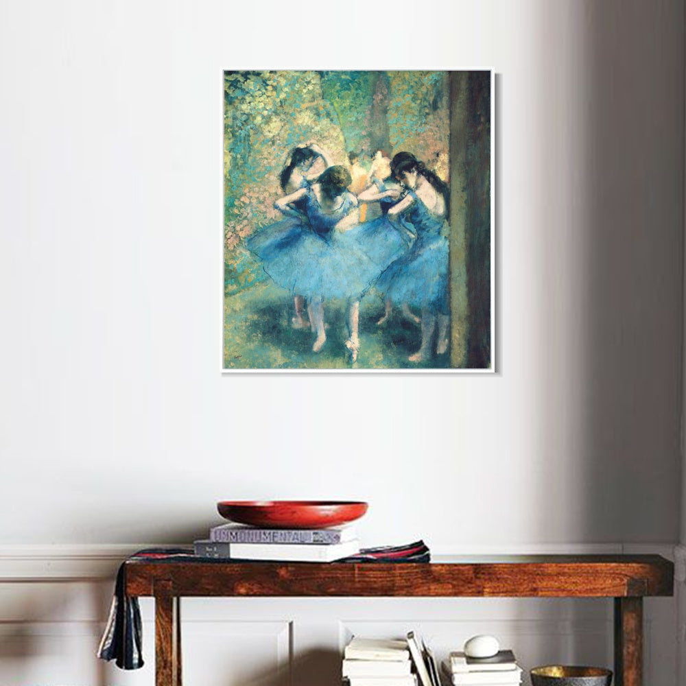 INVIN ART Framed Canvas Giclee Print Art Dancers in Blue,1895 by Edgar Degas Wall Art