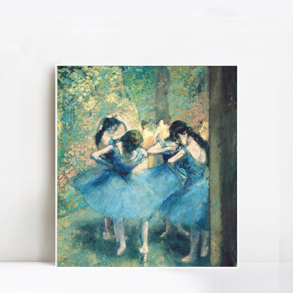 INVIN ART Framed Canvas Giclee Print Art Dancers in Blue,1895 by Edgar Degas Wall Art
