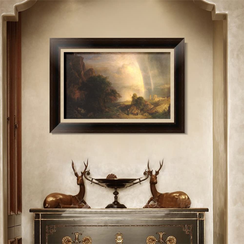 INVIN ART Framed Canvas Giclee Print Series#06 by Frederic Edwin Church Wall Art (Vintage Brown Frame with Linen Liner,24"x32")