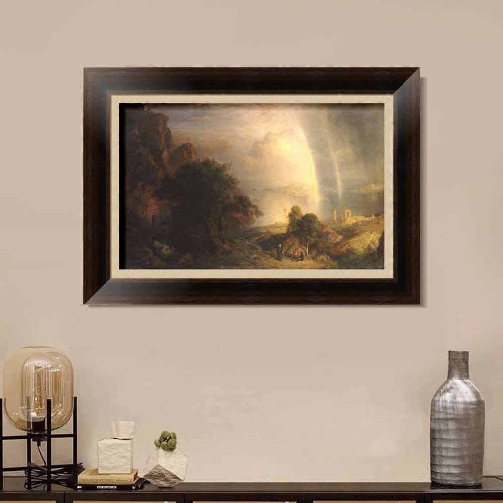 INVIN ART Framed Canvas Giclee Print Series#06 by Frederic Edwin Church Wall Art (Vintage Brown Frame with Linen Liner,24"x32")