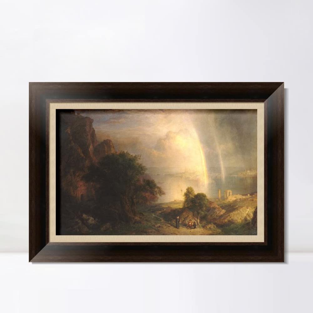 INVIN ART Framed Canvas Giclee Print Series#06 by Frederic Edwin Church Wall Art (Vintage Brown Frame with Linen Liner,24"x32")