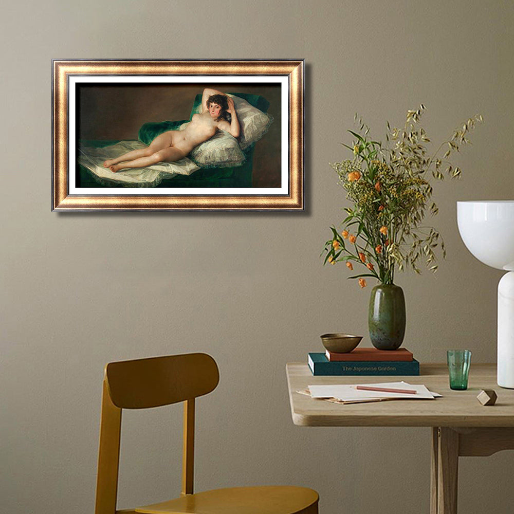 INVIN ART Framed Canvas Art Giclee Print The Naked Maja, c.1800 by Francisco De Goya Wall Art