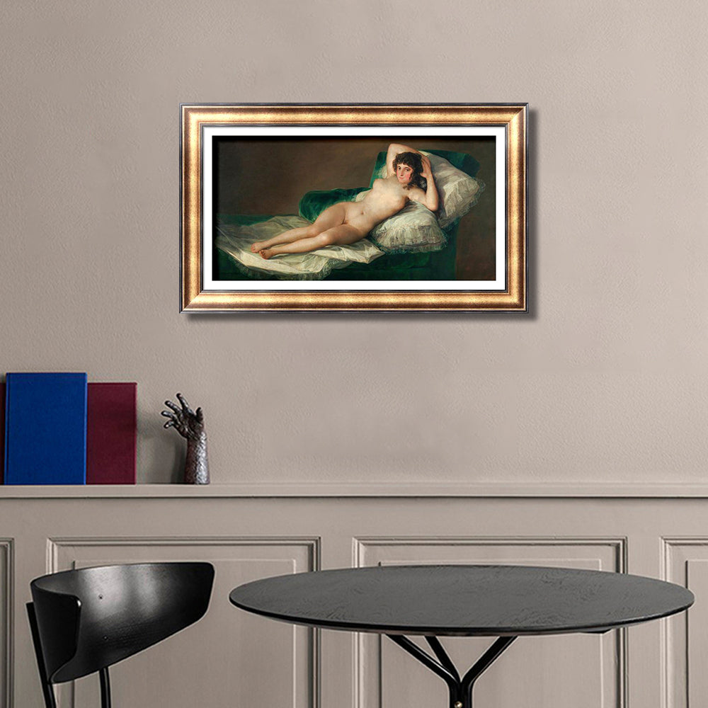 INVIN ART Framed Canvas Art Giclee Print The Naked Maja, c.1800 by Francisco De Goya Wall Art