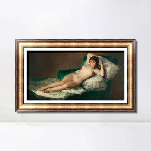 INVIN ART Framed Canvas Art Giclee Print The Naked Maja, c.1800 by Francisco De Goya Wall Art Living Room Home Office Decorations
