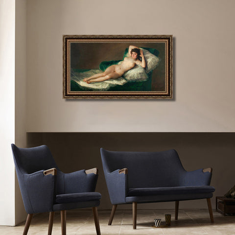 INVIN ART Framed Canvas Art Giclee Print The Naked Maja, c.1800 by Francisco De Goya Wall Art Living Room Home Office Decorations