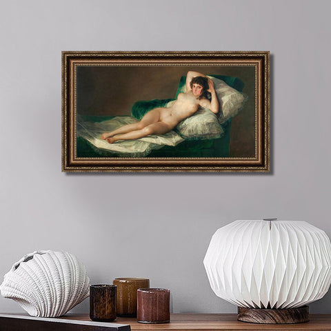 INVIN ART Framed Canvas Art Giclee Print The Naked Maja, c.1800 by Francisco De Goya Wall Art Living Room Home Office Decorations