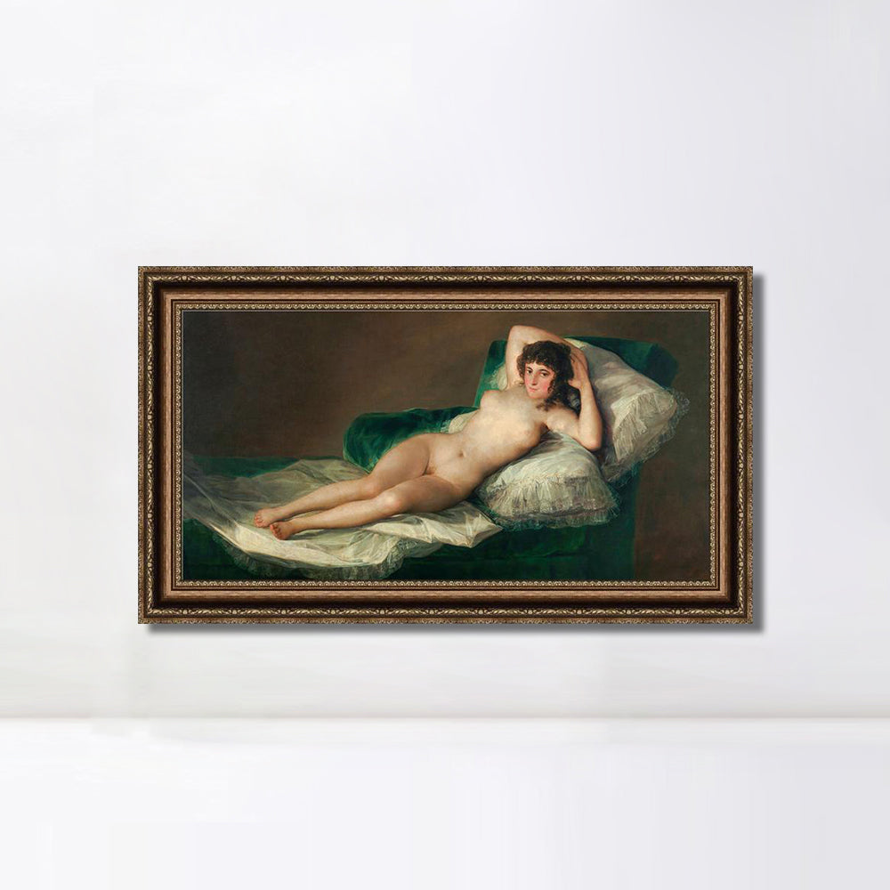 INVIN ART Framed Canvas Art Giclee Print The Naked Maja, c.1800 by Francisco De Goya Wall Art