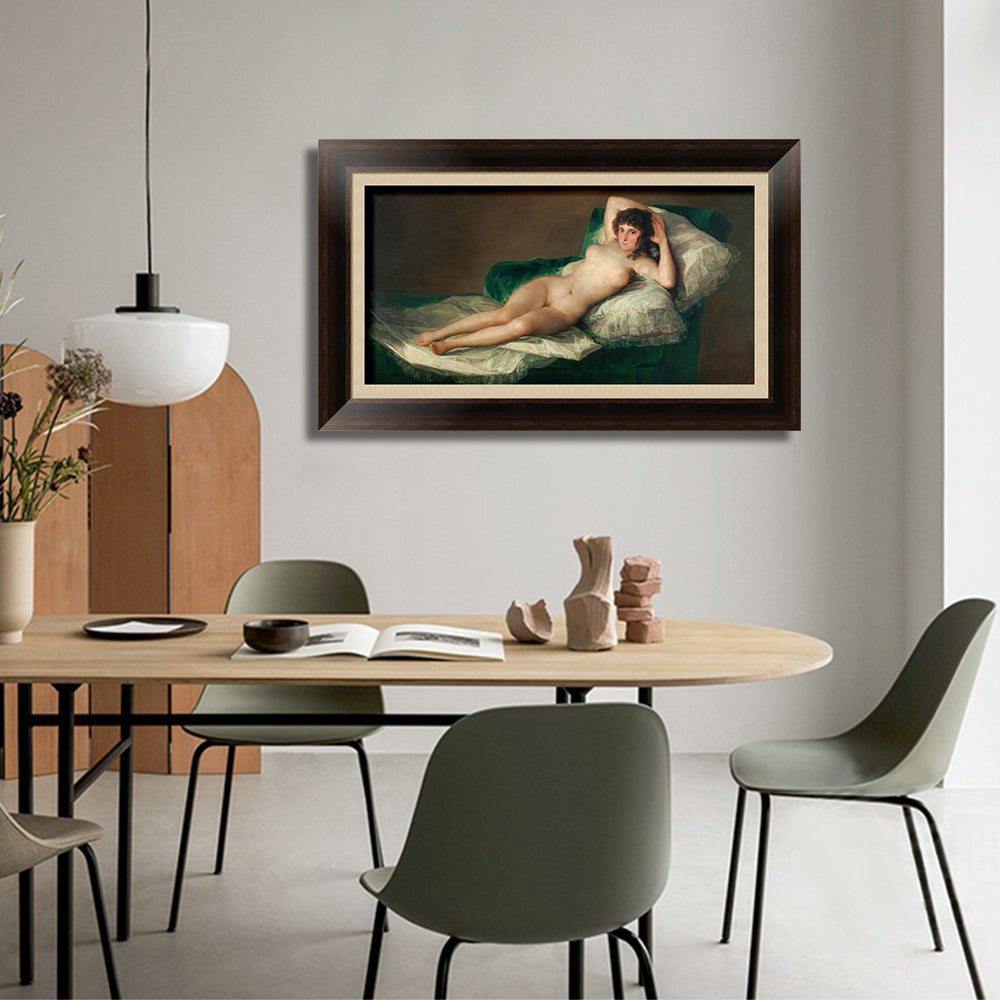 INVIN ART Framed Canvas Art Giclee Print The Naked Maja, c.1800 by Francisco De Goya Wall Art