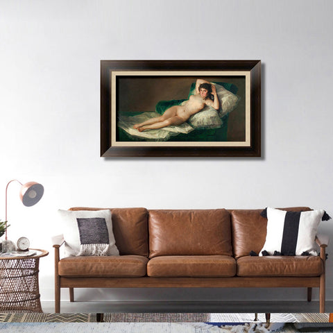 INVIN ART Framed Canvas Art Giclee Print The Naked Maja, c.1800 by Francisco De Goya Wall Art Living Room Home Office Decorations