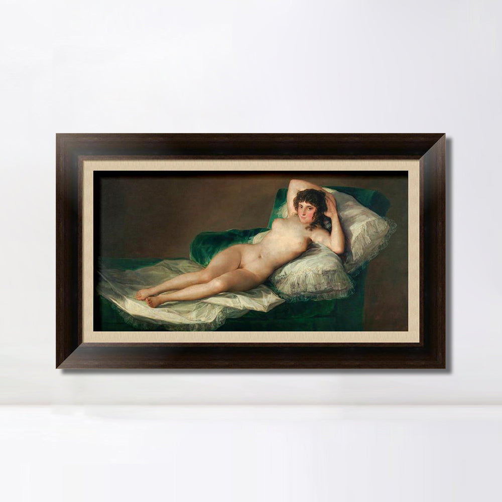 INVIN ART Framed Canvas Art Giclee Print The Naked Maja, c.1800 by Francisco De Goya Wall Art
