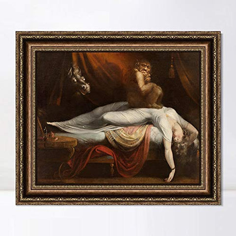 INVIN ART Framed Canvas Art Giclee Print The Nightmare by Henry Fuseli Wall Art Living Room Home Office Decorations