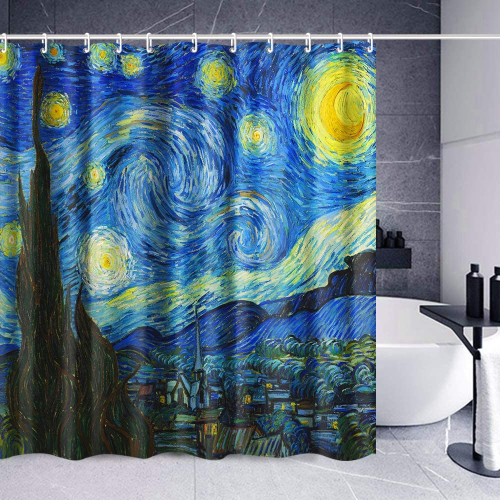 INVIN ART Bathroom Shower Curtain Set with Hooks,Home Art Paintings Pictures for Bathroom