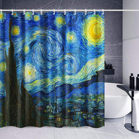 INVIN ART Bathroom Shower Curtain Set with Hooks,Home Art Paintings Pictures for Bathroom