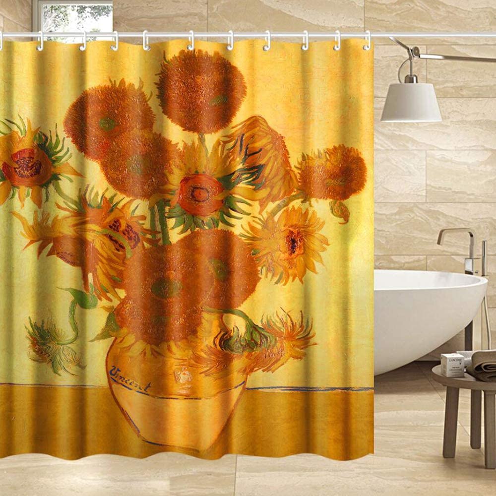 INVIN ART Bathroom Shower Curtain Set with Hooks,Home Art Paintings Pictures for Bathroom