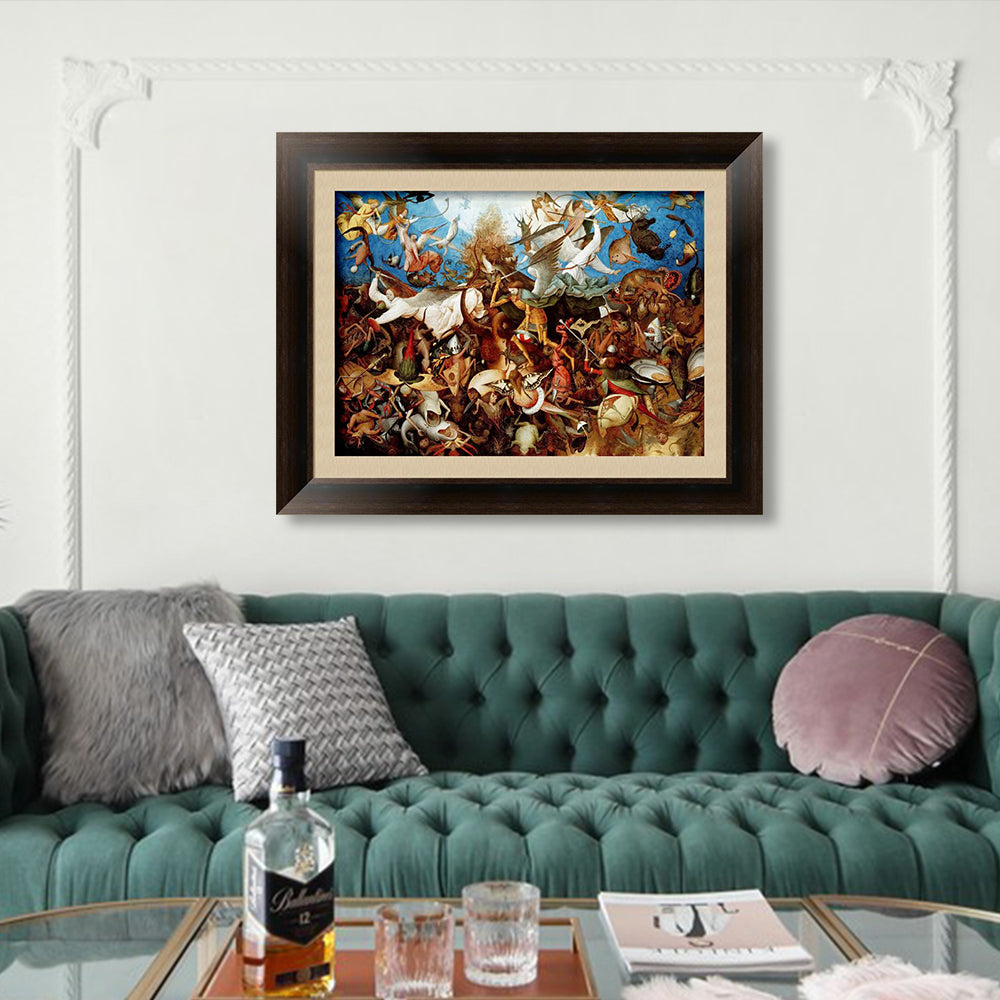 INVIN ART Framed Canvas Art Giclee Print The Fall of The Rebel Angels by Pieter Bruegel The Elder Wall Art