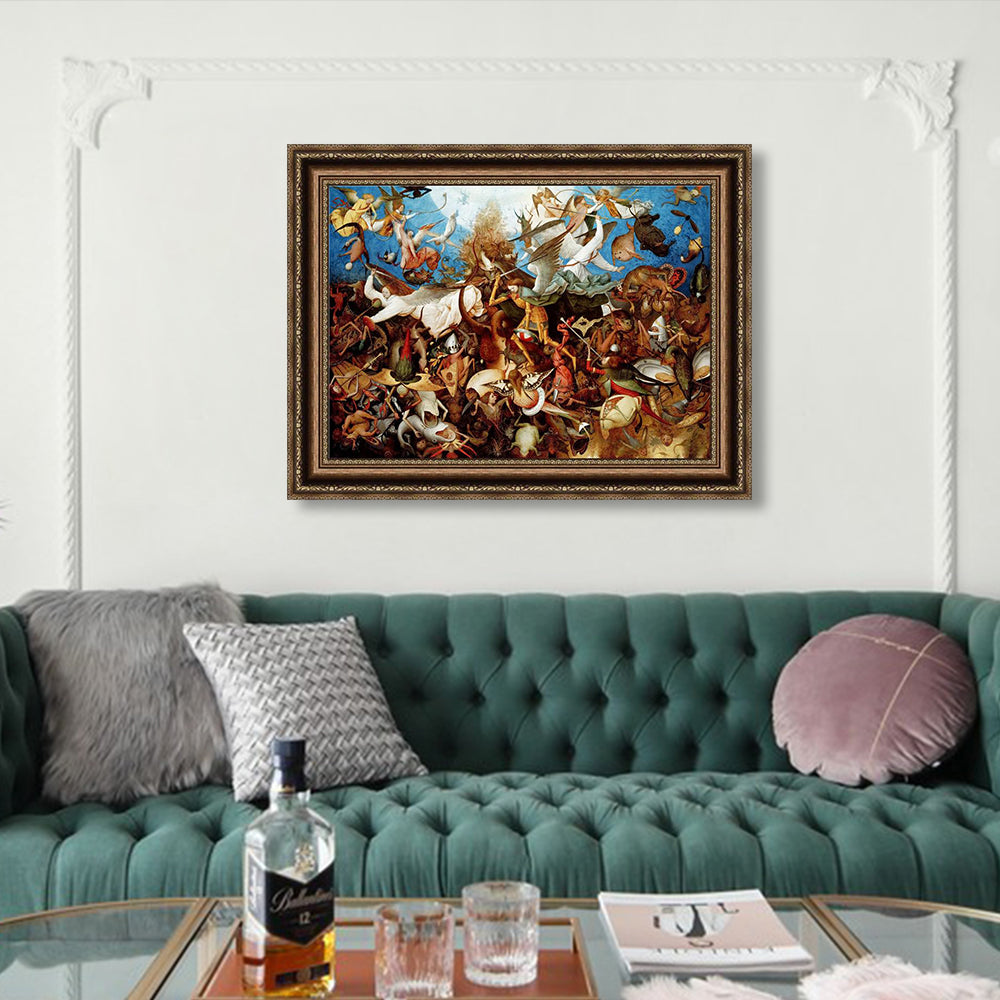 INVIN ART Framed Canvas Art Giclee Print The Fall of The Rebel Angels by Pieter Bruegel The Elder Wall Art