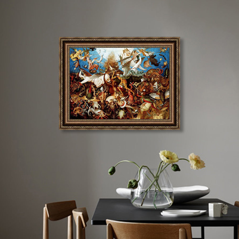 INVIN ART Framed Canvas Art Giclee Print The Fall of The Rebel Angels by Pieter Bruegel The Elder Wall Art
