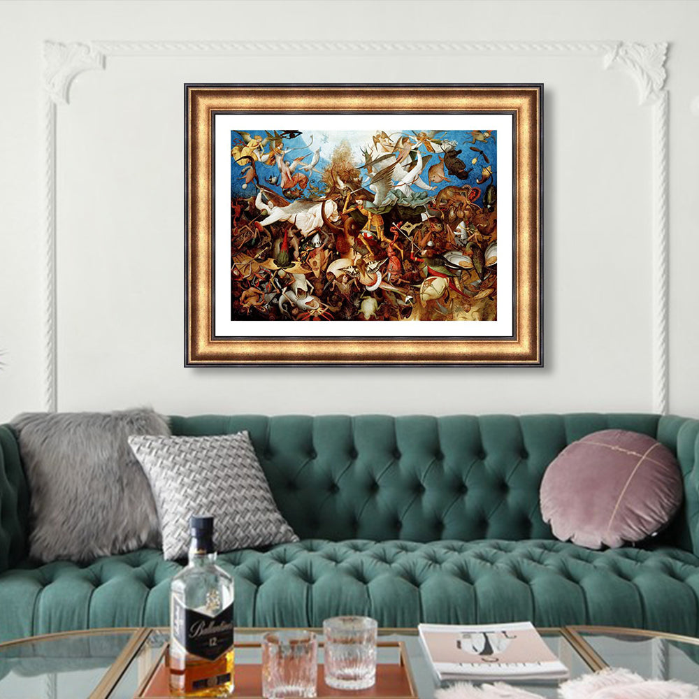 INVIN ART Framed Canvas Art Giclee Print The Fall of The Rebel Angels by Pieter Bruegel The Elder Wall Art
