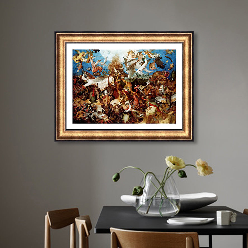 INVIN ART Framed Canvas Art Giclee Print The Fall of The Rebel Angels by Pieter Bruegel The Elder Wall Art