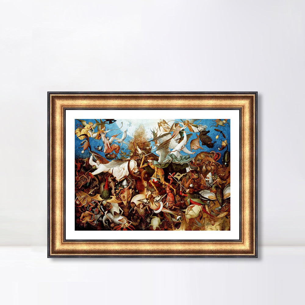 INVIN ART Framed Canvas Art Giclee Print The Fall of The Rebel Angels by Pieter Bruegel The Elder Wall Art