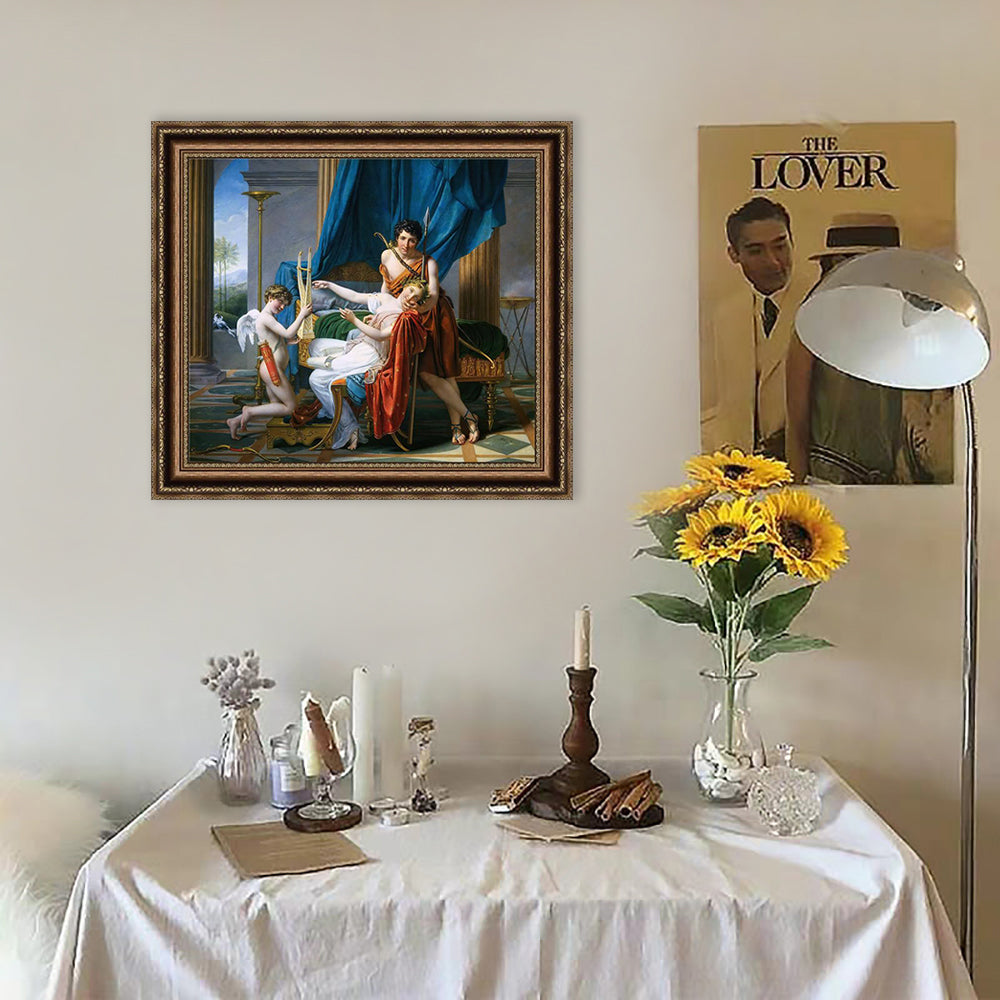 INVIN ART Framed Canvas Art Giclee Print Sappho and Phaon by Jacques Louis David Wall Art