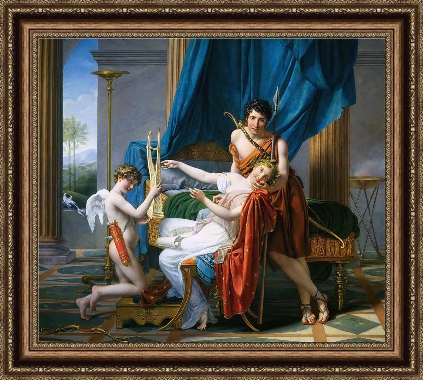 INVIN ART Framed Canvas Art Giclee Print Sappho and Phaon by Jacques Louis David Wall Art