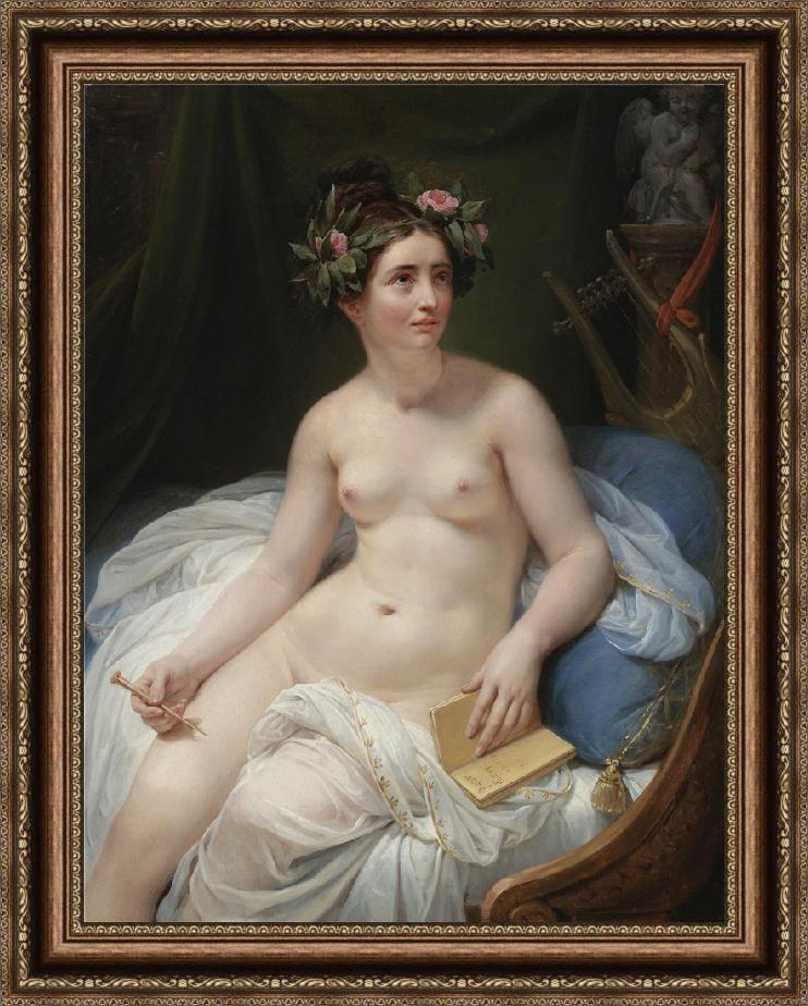 INVIN ART Framed Canvas Art Giclee Print The Poetess Sappho by Jacques Louis David Wall Art