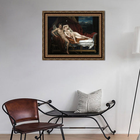 INVIN ART Framed Canvas Art Giclee Print Cupid and Psyche by Jacques Louis David Wall Art Living Room Home Office Decorations