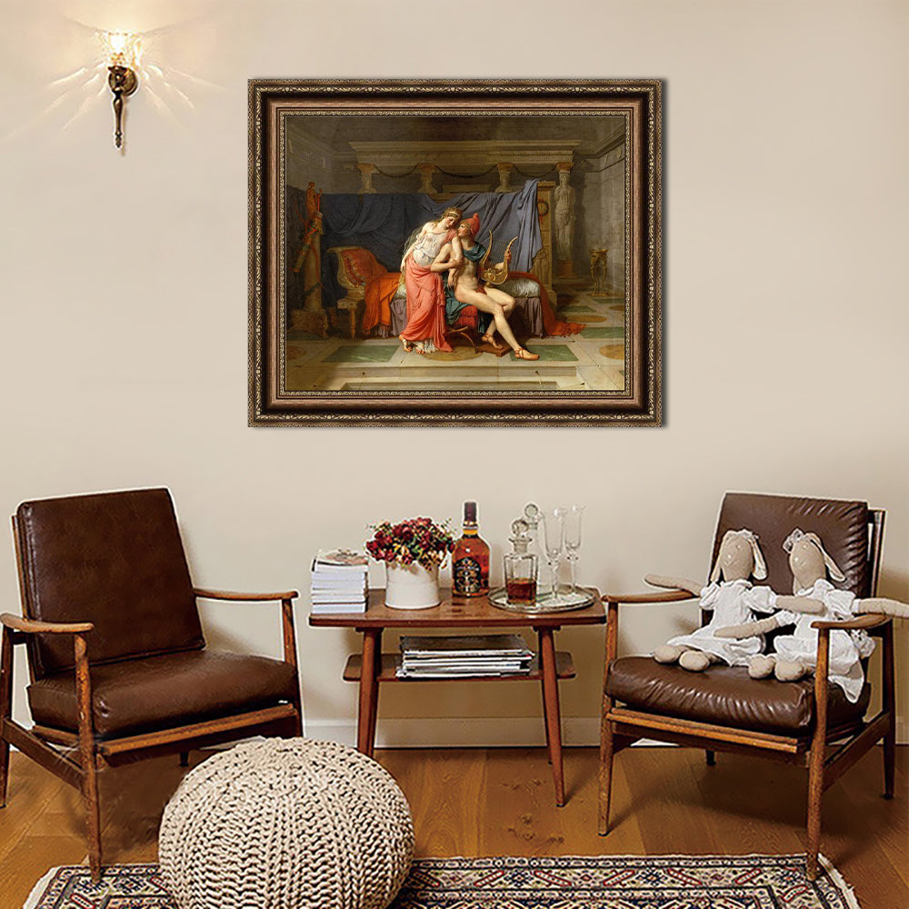 INVIN ART Framed Canvas Art Giclee Print Paris and Helen by Jacques Louis David Wall Art