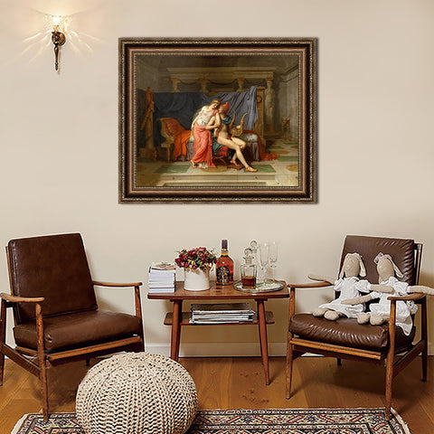 INVIN ART Framed Canvas Art Giclee Print Paris and Helen by Jacques Louis David Wall Art Living Room Home Office Decorations