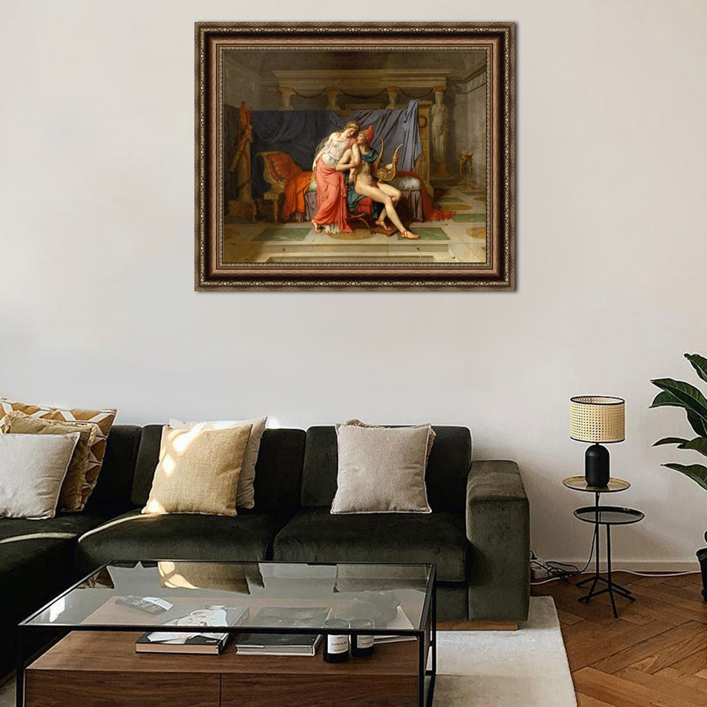 INVIN ART Framed Canvas Art Giclee Print Paris and Helen by Jacques Louis David Wall Art