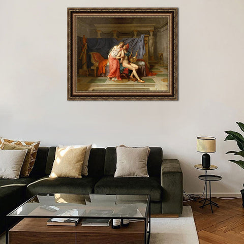 INVIN ART Framed Canvas Art Giclee Print Paris and Helen by Jacques Louis David Wall Art Living Room Home Office Decorations