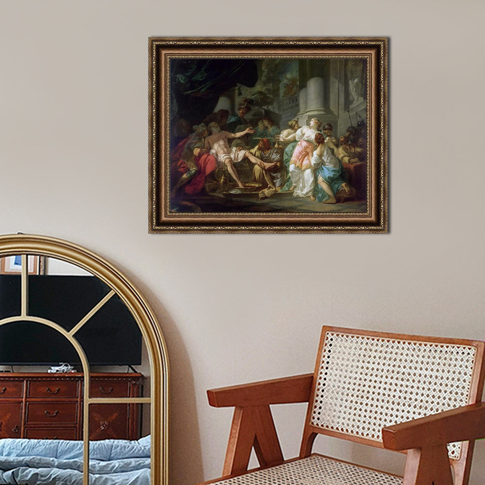 INVIN ART Framed Canvas Art Giclee Print The Death of Seneca by Jacques Louis David Wall Art
