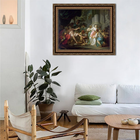 INVIN ART Framed Canvas Art Giclee Print The Death of Seneca by Jacques Louis David Wall Art Living Room Home Office Decorations