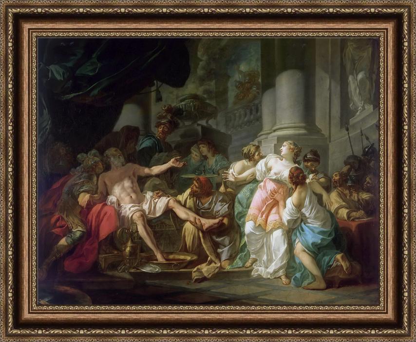 INVIN ART Framed Canvas Art Giclee Print The Death of Seneca by Jacques Louis David Wall Art