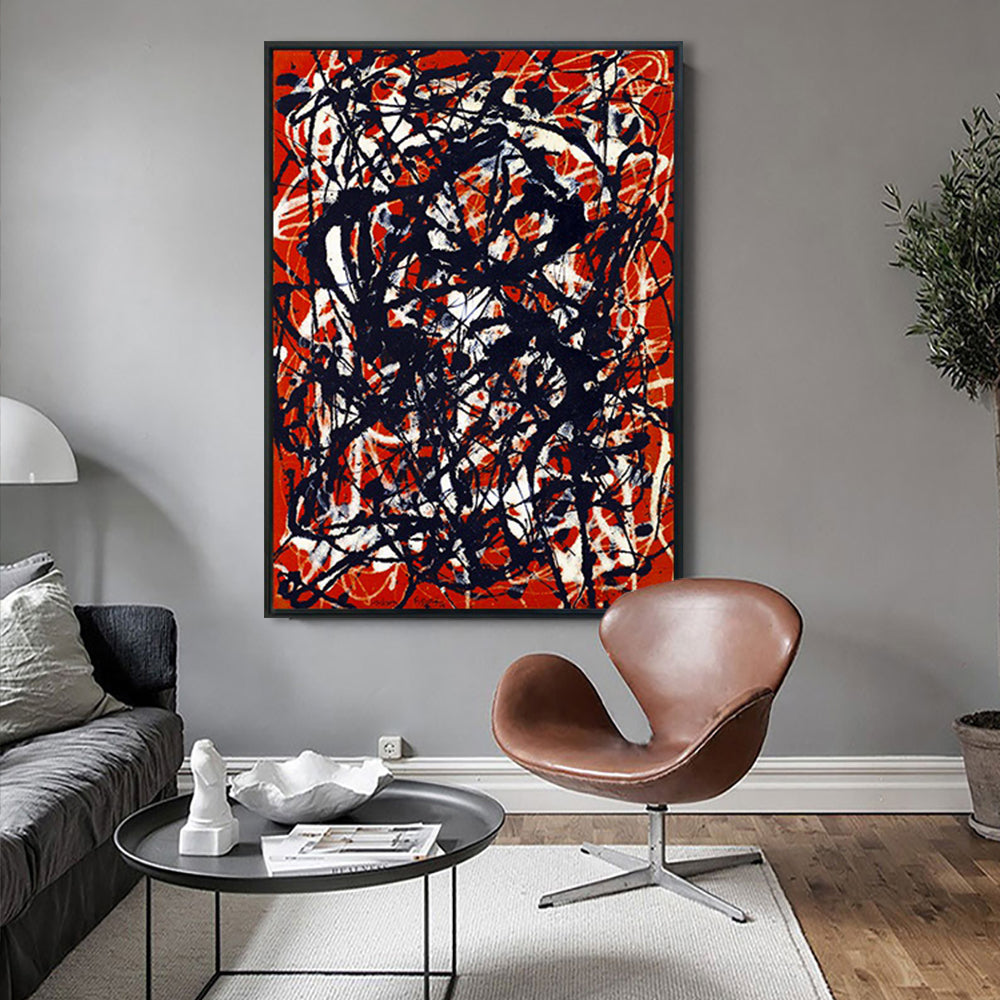 INVIN ART Framed Canvas Giclee Print Art Free Form by Jackson Pollock Abstract Wall Art