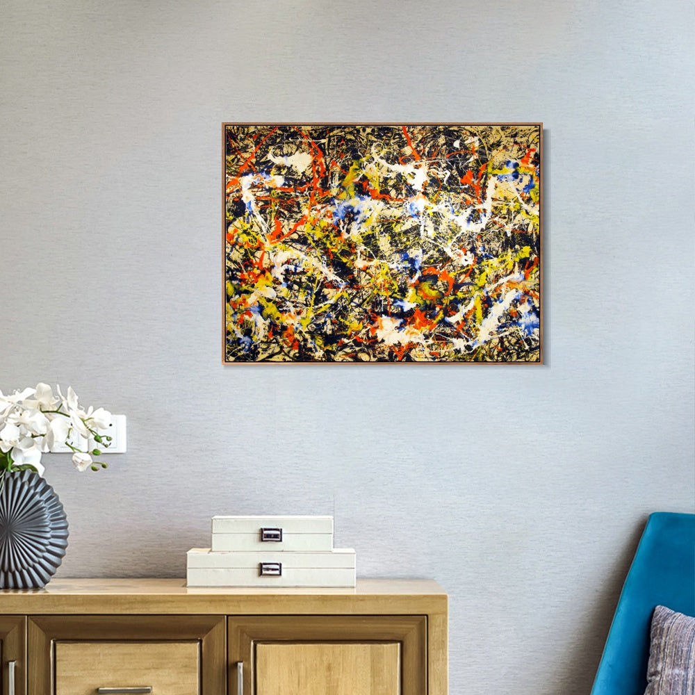 INVIN ART Framed Canvas Convergence by Jackson Pollock Giclee Print Art Abstract Wall Art